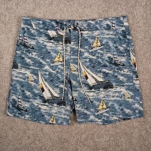 J.CREW Original Swimwear Men's Board Shorts Sailboats Size 34